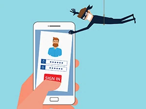 Hacker stealing login information from smartphone