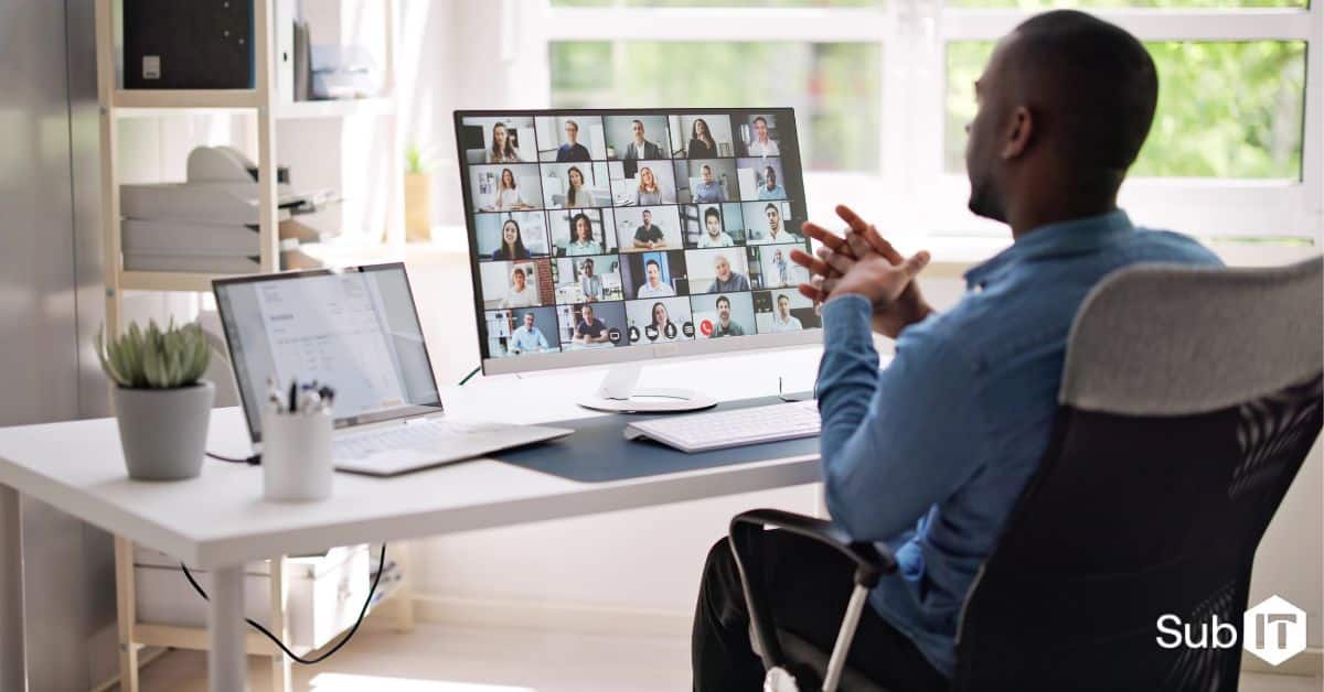 man in a n online team meeting