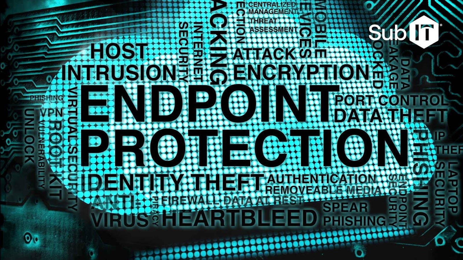 Endpoint protection and cybersecurity keywords visualization.