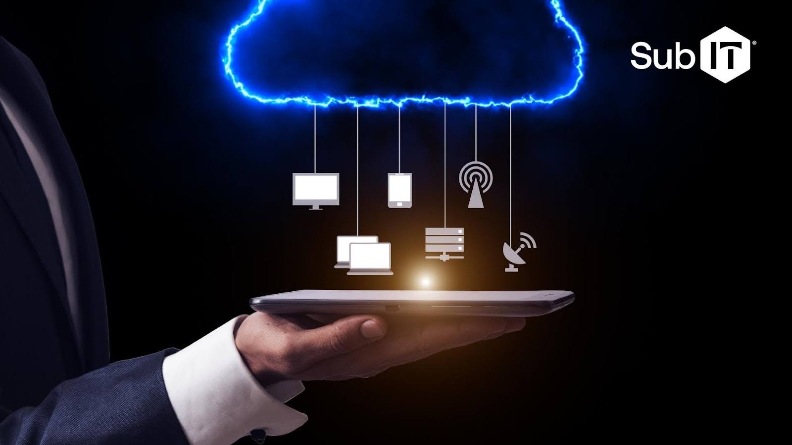Cloud technology and devices in hand.