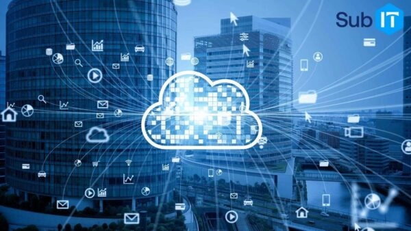 Cloud computing technology connections in modern city
