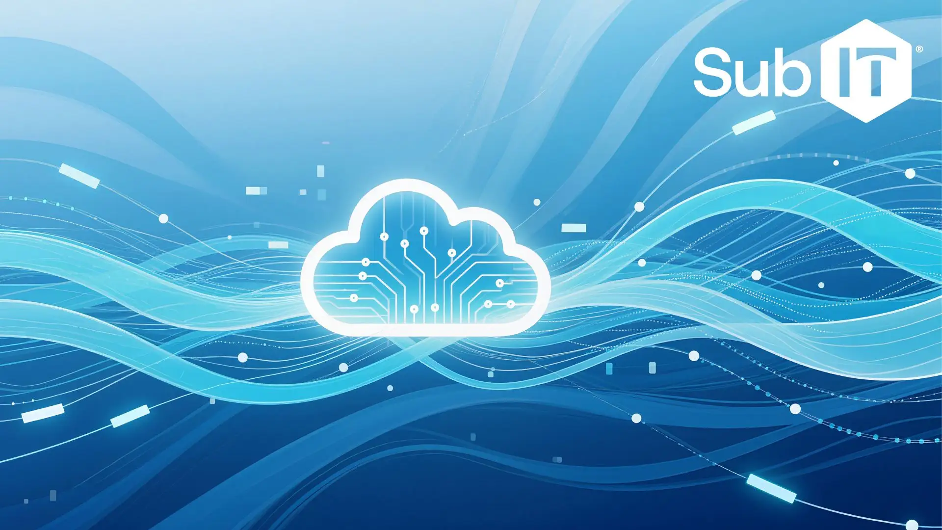 Cloud computing technology with digital data waves