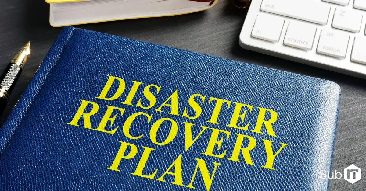 Disaster recovery plan book on office desk