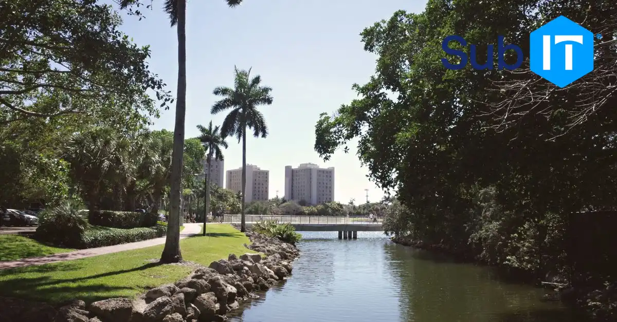 A view of Coral Gables, FL is shown, where residents seeking patch management services services can find local guidance.